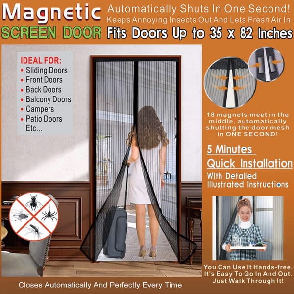 Magnetisk Dørskærm, 35\" x 80\" Robust Masketæppe, Magnetisk