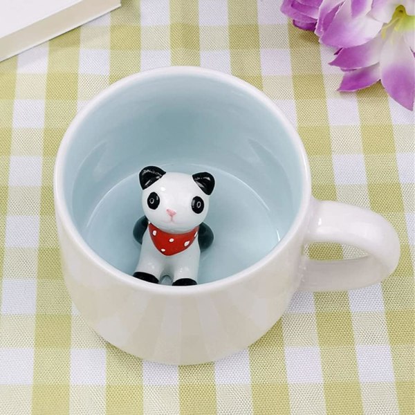3D Panda kaffemugg kopp 12oz rolig tecknad handgjord statyett Mjölk
