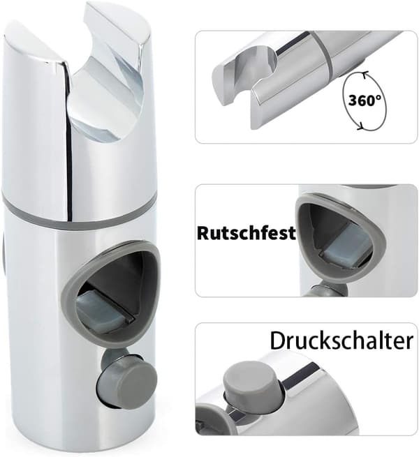 Justerbar dusjhodeholder for 25 mm veggstang