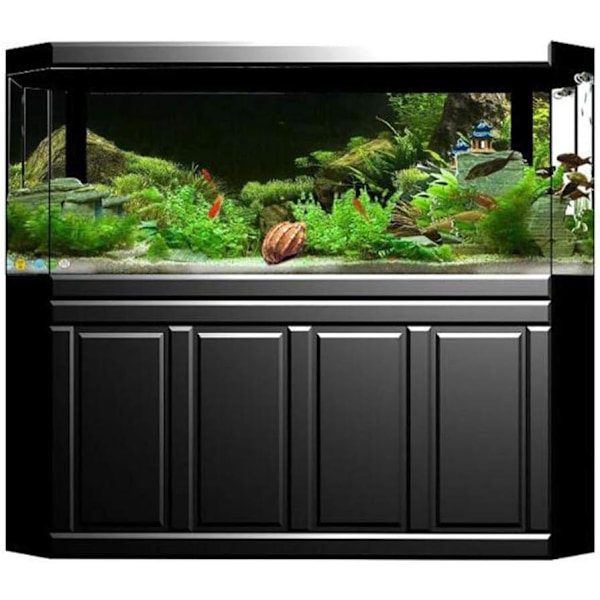 (91 x 61 cm) 3D-effekt havsbotten vattengräs affisch självhäftande reptil terrarium akvarium bakgrund