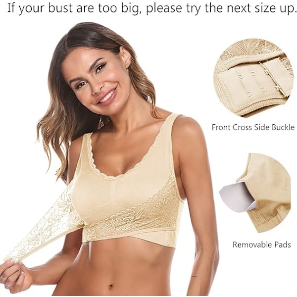 Trådlös BH, Dam Seamless Push Up Spets Sport-BH för Dagligt Bruk
