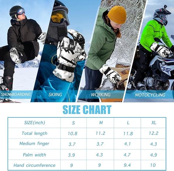 Skihandsker - Vandtætte Touchscreen Snowboard Handsker til Mænd -30°F