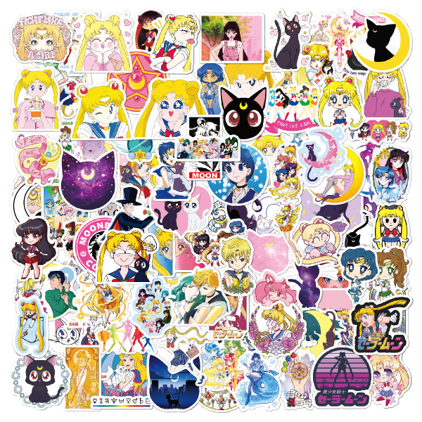 100 stk Sailor Moon-klistermærker, søde Sailor Moon-klistermærker til bærbar