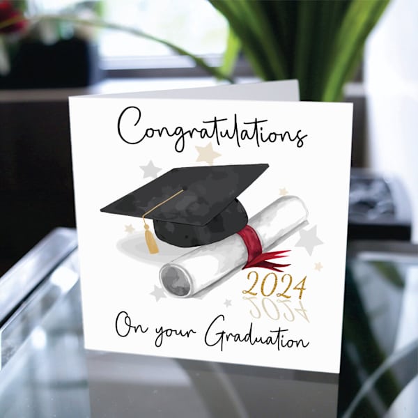 Graduasjonskort, gratulerer med fullført utdanning, bra jobbet, du klarte det, gradueringsår 2024, kull