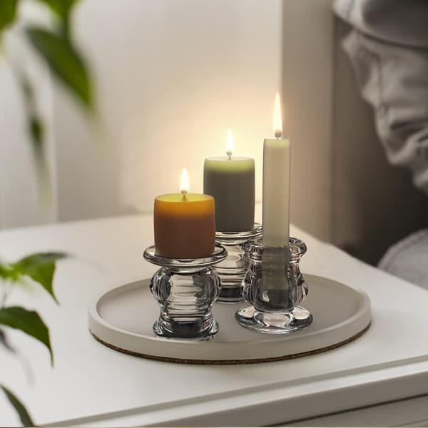 Sæt med 6 Stilkede Lysestager, Glas Stilkede Lysestager, Ca