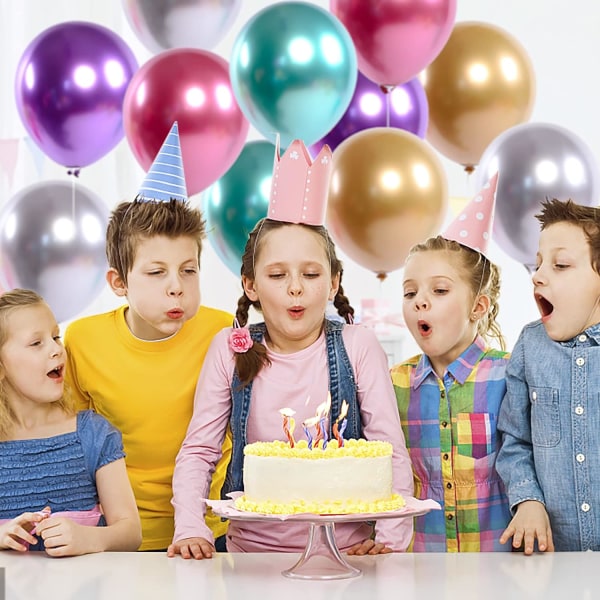 50 stycken födelsedagballonger, ballong, fem färger metallballonger,