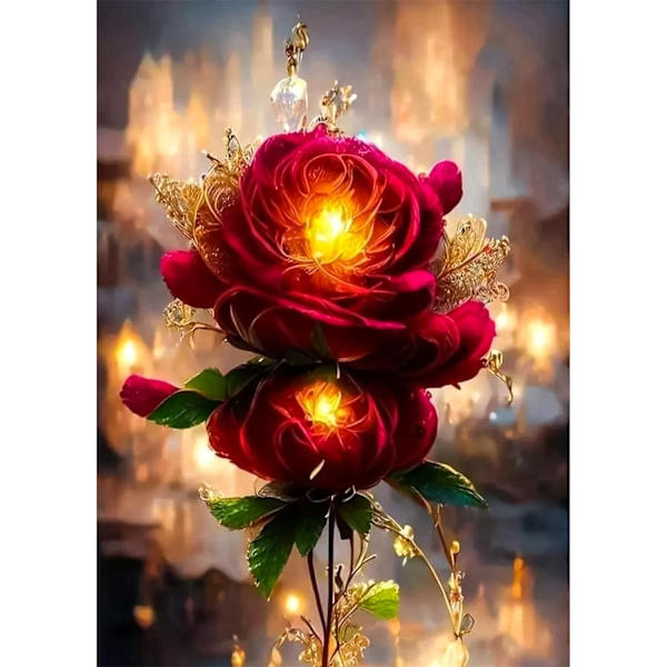 (30x40 cm) Vuxen Rosblomma DIY 5D Diamantmålning