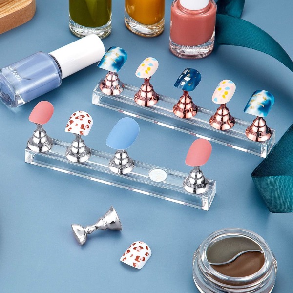 2 Set Nageldisplayställ Nagelspetsövningshållare Magnetisk Nagel