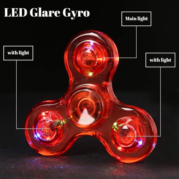 （Krystallrød）Krystall LED Lys Fidget Spinner for Barn, LED Lysende Fidget Spinner for Småbarn