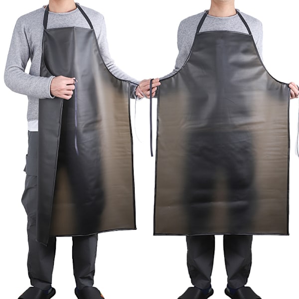 Unisex Justerbar Bib-Förkläde i PVC-Läder med Fickor för Kommersiella