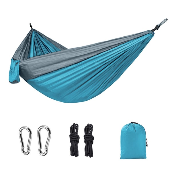 Hängmatta 270x140cm, enkel eller dubbel hängmatta för camping, trädgård med bärväska