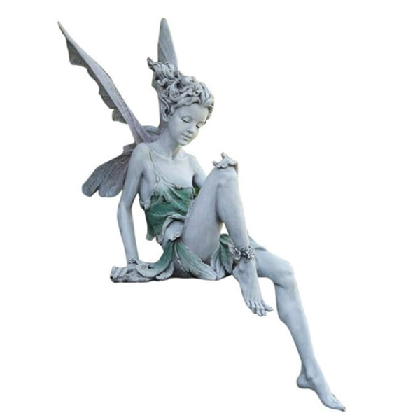 Fairy Angel Staty Figur Skulptur Ängel Pixie Hantverk Trädgård Figur H