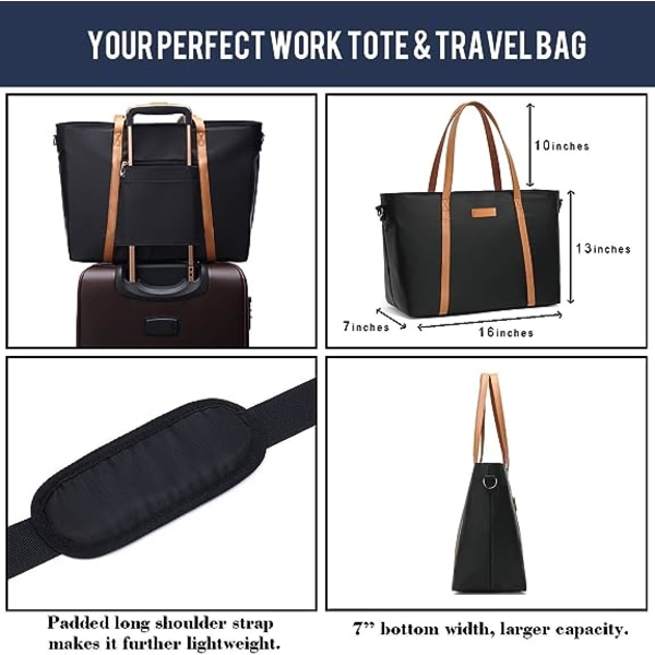 Tote Bag för Kvinnor, Väskor för Kvinnor Lärare Arbeta 15.6 Laptop Väskor
