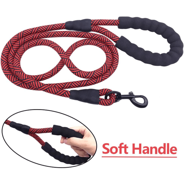 Heavy Duty Rope Dog talutushihna, 5 jalkaa nylon lemmikkihihna, pehmeä pehmustettu ote