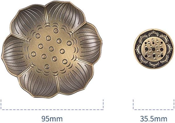 Zink Legering Røgelsespindholder Lotus Askeopsamler, Vintage Røgelse