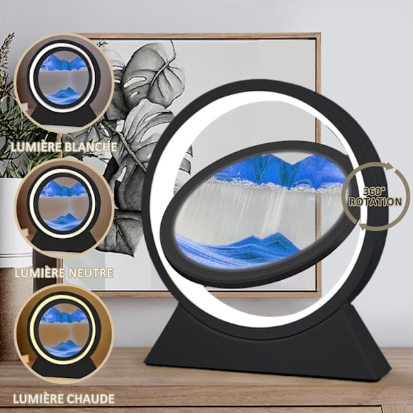 Rörlig Sandsandram (Blå & Svart), Dekorativ 3D Sandtimer med