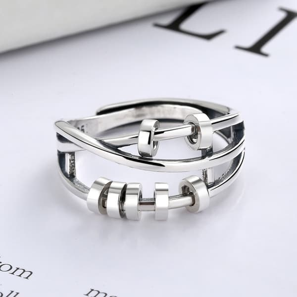 Ring S925 Sterling Sølv Mote Temperament Kvinnelig Tre Ringer