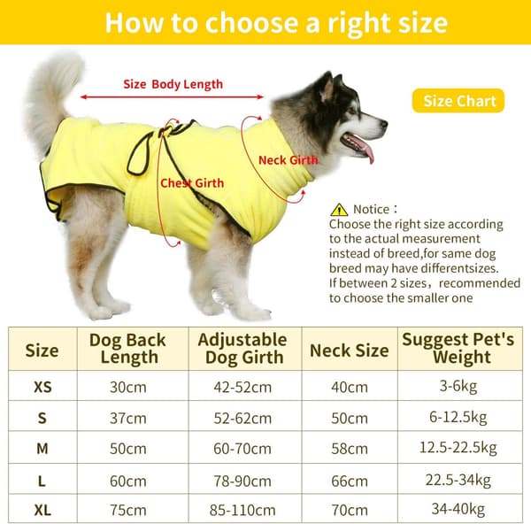 Korallmikrofiber badekåpe til hund, tørkekåpe til hund, absorberende, vaskbar