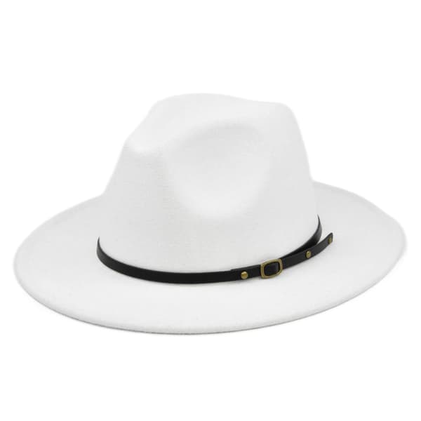 Dam Fedora för Män, Tvåfärgad Bredbrättad Filthatt Spänne, Vinta