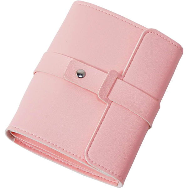 (Pink) Foldbar Bog Design Øreringeholder Opbevaringsboks Øreringe Bog Opbevaringsboks, Bærbar PU Læder Rejse Øreringe Boks