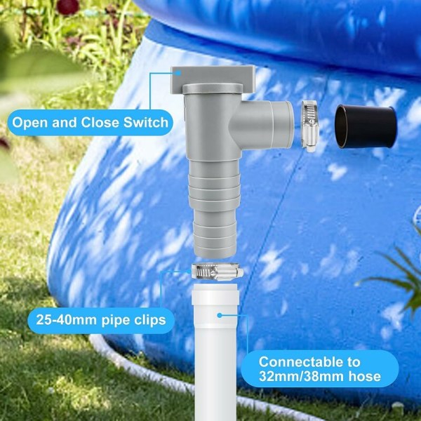 2 st Avstängningsventiler för Pool 32mm Poolunderhåll