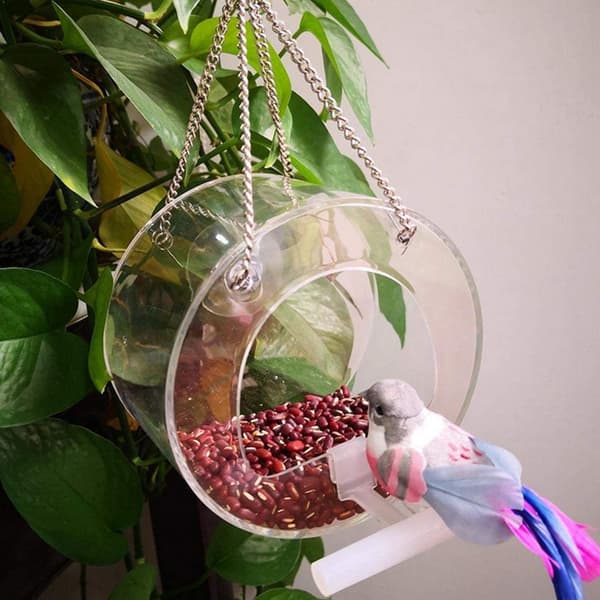 Fuglemater, akryldispenser, hengende, for vindu, 12,7 cm*7,5 cm