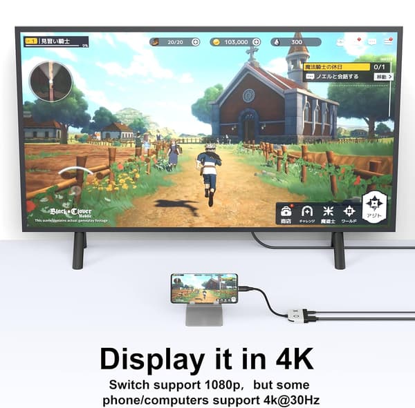 (Hvit) Switch Dock for Nintendo Switch OLED, 3-i-1 TV-adapter med