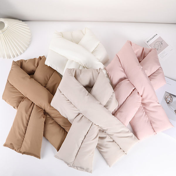 Fylld dunhalsduk, höst och vinter korsdunsjal, rosa