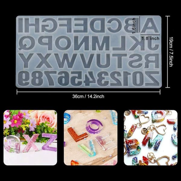 DIY harpiks bokstav ornament silikonform, 186 stk, stearinlysform