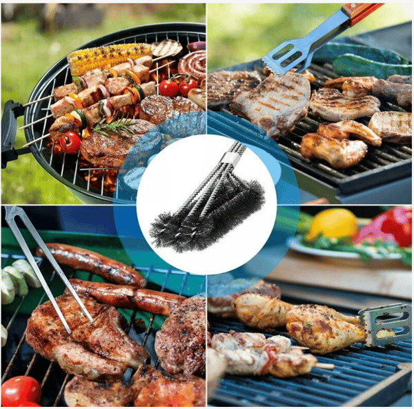 Grillbørste, 3 i 1 Grillrengøringsbørste, Langt Skaft, Rustfrit