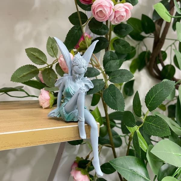 Hagefigur Sittende Fe Hagedekorasjon Utendørs Alvefigur