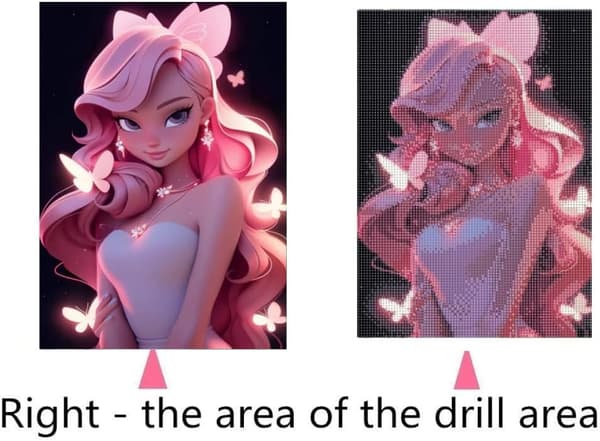 (Prinsesse Rosa Sommerfugl, 30X40CM) 5D DIY Diamantkunstmaleri Se