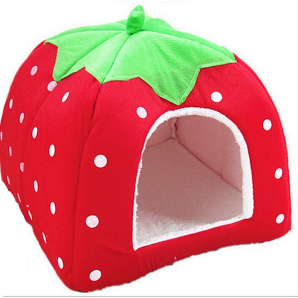 Plush Tjock Korg Kennel Kudde Kattbädd Jordgubbsformad Soffa