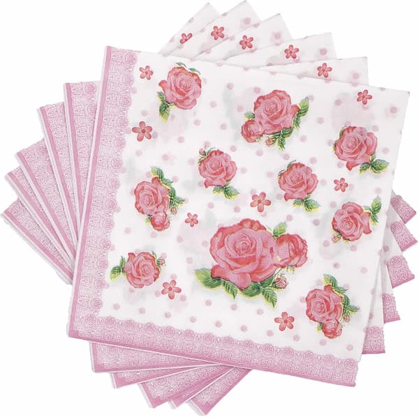 60 ark Mint Blomster Rose Trykte Servietter Rød Rose Chintz Decoup
