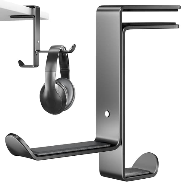 Gaming Headset Stand Skrivebord, Multifunksjonell Hodetelefonholder med C