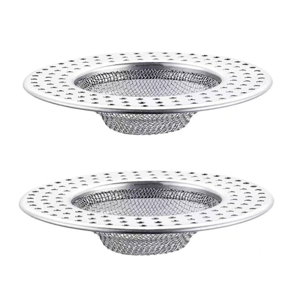Ø 9 cm, Sæt med 2 vaske-si af rustfrit stål, hårfilter til badekar, tilbageholder rester