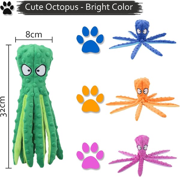 Interaktiv Hundleksak, Fylld Octopus Hundtugg Leksak med C