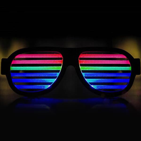 Opplyste lukkerbriller fra Glowseen - Lydresponsive - USB oppladbare