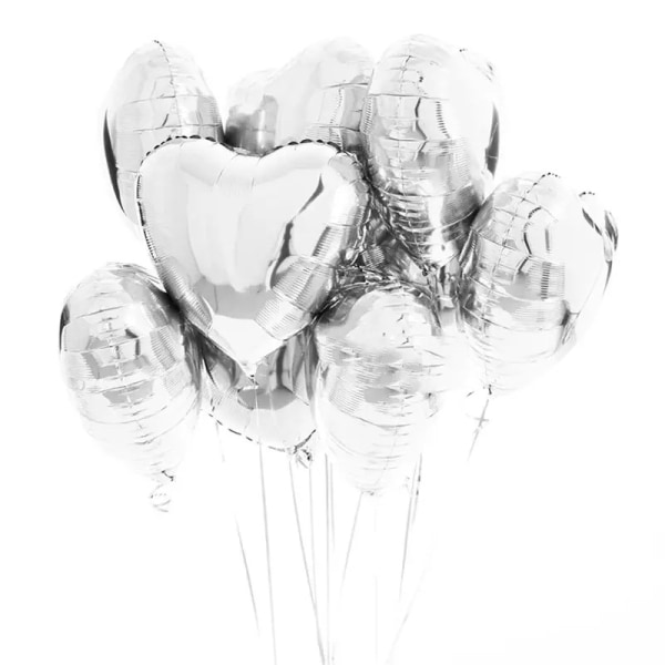 25 st hjärtballong (silver) helium romantisk dekoration för vale