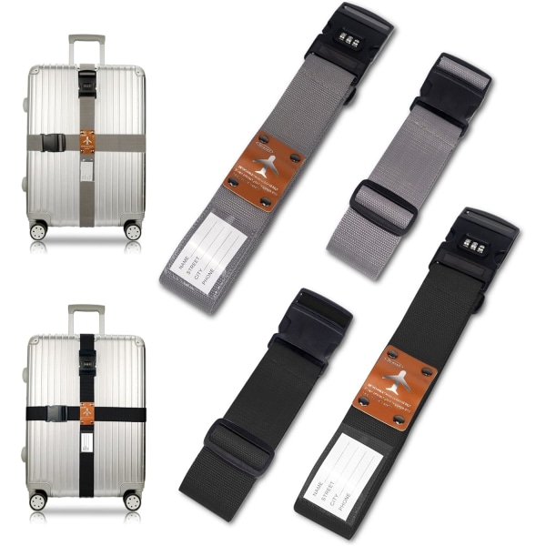 4 pakke kuffertstropper, justerbare kuffertstropper, bælter, rejser