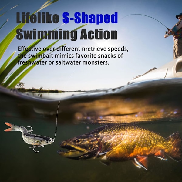 5,4 tum Bionic Slow Sinking Pike Havsfiskebete Bass Abborre Öring Fiskebete Flerledat Färsk