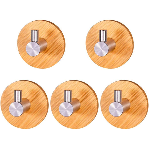 Träklisterkrok, 5-pack Klisterkrokshållare, Bambumurkrok, Bam