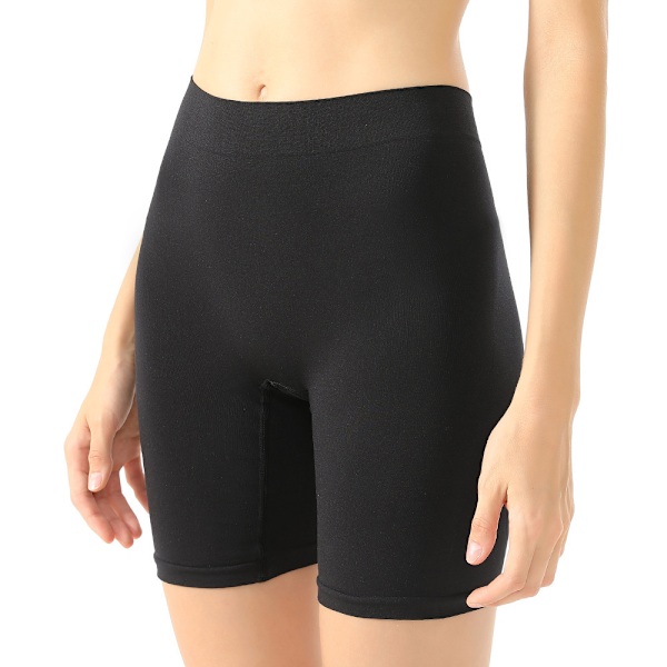 Svarta korta tajta shorts för kvinnor, anti-skavande lårboxershorts, mjuka damshorts, 1-pack, storlek L
