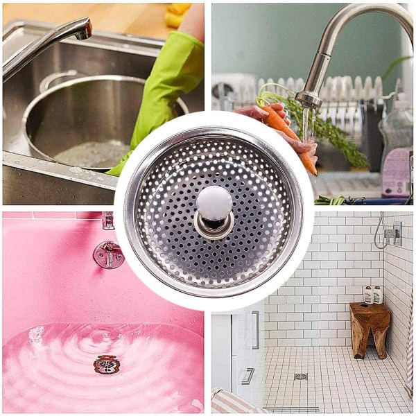 2 stycken diskho-filter, rostfritt stål avloppstopp, diskhostopp