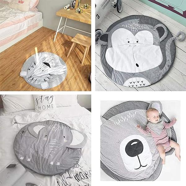 Baby Lekmatta för Barn, Rund Djurmatta för Flickor och Pojkar, C
