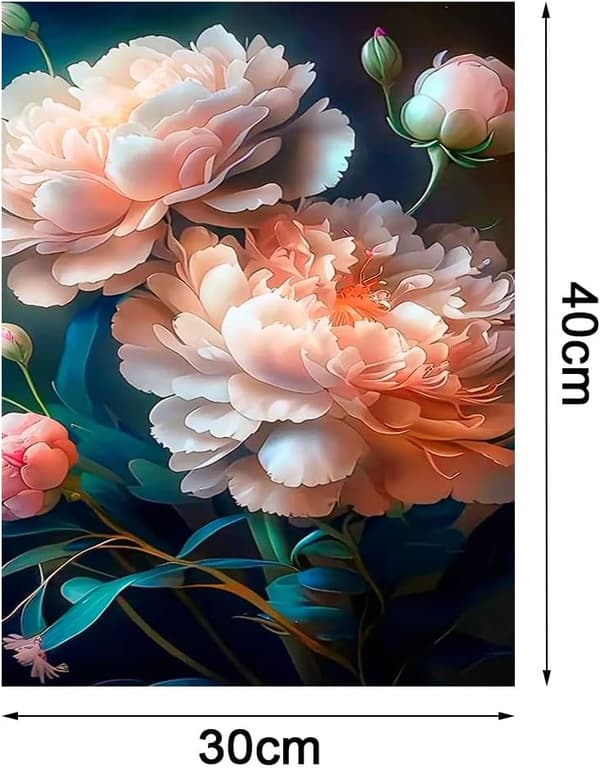 (30 x 40 cm, Blomst-D) 5D Diamantmalingssett for voksne, DIY Di
