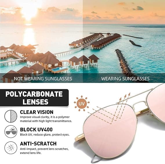 Aviator solbriller i metall for kvinner og menn (gull/rosa)