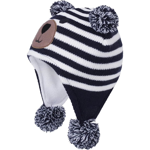 (Størrelse L) Toddler Børn Baby Vinterhue, Øreklapper Strikket Varm Hue, Fleeceforet Beanie Hue til Baby Drenge og Baby Piger