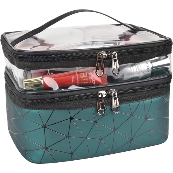 Double Cosmetic Bag - Cosmetic Organizer - Green