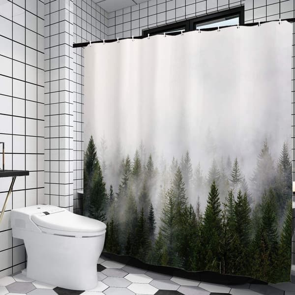1 Stykke Misty Forest Bruseforhæng, Badeværelse Mist Drømmende Magic T